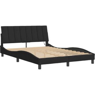 vidaXL Estructura De Cama Con Luces Led Terciopelo Negro 140x200 Cm Vidaxl