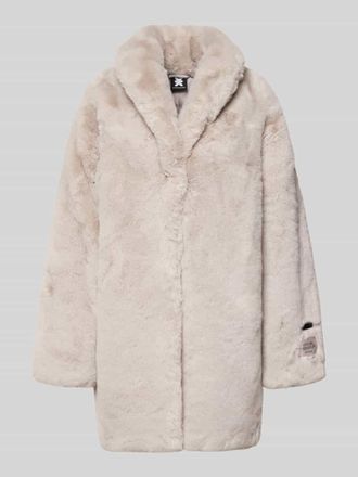 Karo Kauer Mantel mit Teddyfell in Beige, Gr&ouml;&szlig;e XS/S