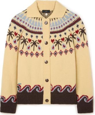 Alanui Yellow Graphic Shawl Neck Cardigan