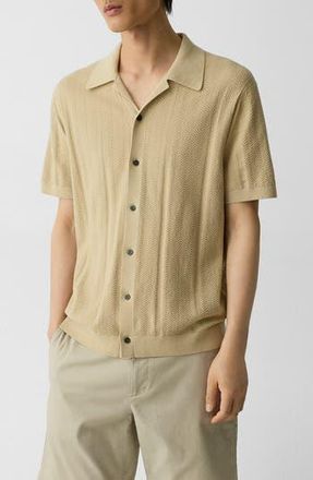 Theory Chevron Knit Camp Shirt in Chino at Nordstrom Rack, Size Small