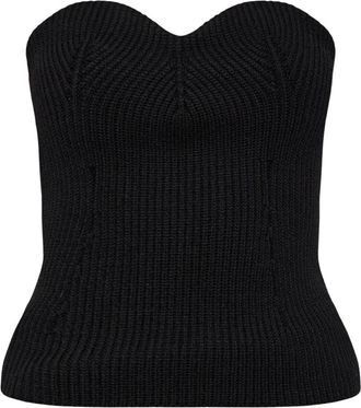 Jil Sander Wol trui met blote schouders - Dames - Tops zonder mouwen - Zwart - XL - Wol - Tops