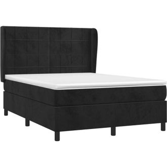 vidaXL Cama Box Spring Con Colch&oacute;n Terciopelo Negro 140x190 Cm Vidaxl