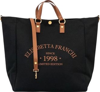 Elisabetta Franchi Black Leather Beach Bag