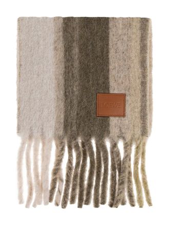 Loewe striped fringed scarf - Neutrals