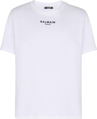 Balmain White Embroidered Logo T-shirt