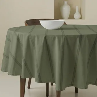 Muare Home Mantel redondo antimanchas 100% algod&oacute;n verde di&aacute;metro 190 cm