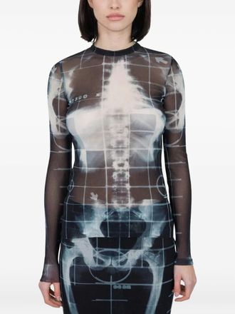 Jean Paul Gaultier Squeletor mesh top - Zwart