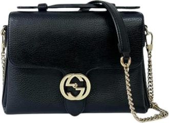 Gucci Pre-owned Cross Body Bags, female, Black, Size: ONE SIZE Pre-owned Interlocking Top Handle Bag