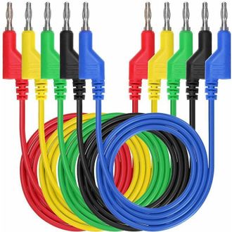 OEM 5 Cables De Prueba Flexibles De Silicona De 4 Mm Con Conector Banana Para Mult&iacute;metro, 1 M De Longitud, 1000 V/20 A -crezuo