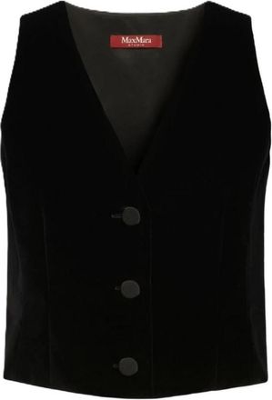 Max Mara Gilet in velluto liscio - Dames - Gillet - Zwart - L - Kostuums