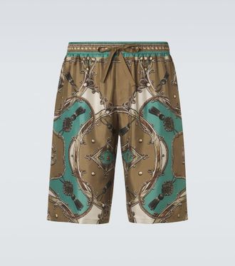Dolce & Gabbana Printed silk twill shorts