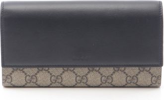 Gucci Beige Black Pvc Leather Long Wallet (Bi-Fold) (Pre-Owned)