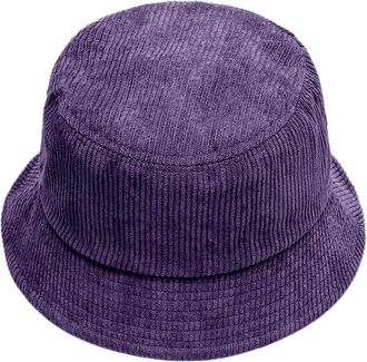 Generic Autumn Winter Corduroy Fisherman Hat Unisex Street Style Beret Hat Adjustable Bucket Cap (Purple, One Size)