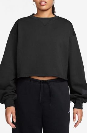 Nike Jordan Oversize Fleece Crop Sweatshirt in Black/Dark Smoke Grey at Nordstrom, Size Xx-Large