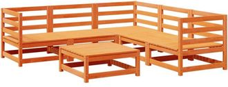 vidaXL Juego De Sof&aacute;s De Jard&iacute;n 6 Pzas Madera Maciza Pino Marr&oacute;n Cera Vidaxl