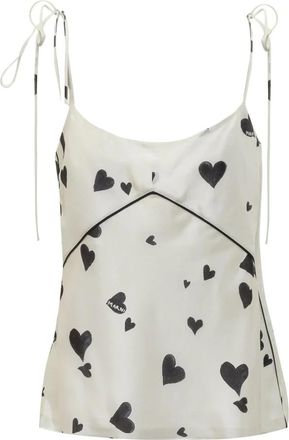 Marni Bunch of Hearts Silk Camisole - Dames - Tops zonder mouwen - Wit - 2XS - Tops