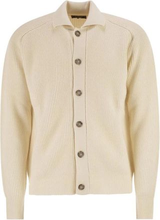 PESERICO Engelse Geribbelde Wollen Cardigan - Heren - Vesten - Beige - XL - Wol - Truien & Vesten
