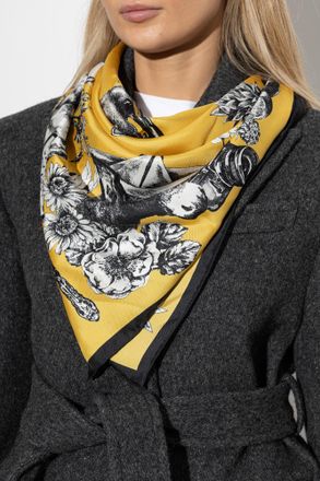 Moschino Silk Scarf With Print, Unisex, Yellow