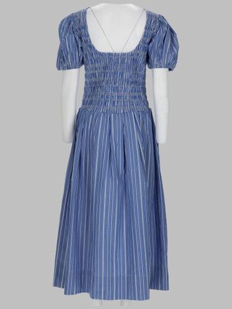 Ganni Striped Organic Cotton Dress - Blue