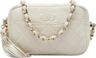 Chanel Pre-owned Quilted Caviar Crossbody Bag - Dames - Vintage Schoudertas - Wit - ONE Size - Leer - Vintage