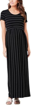 Ripe Maxi Crop Top Nursing Dress in Black /Flint at Nordstrom, Size X-Large