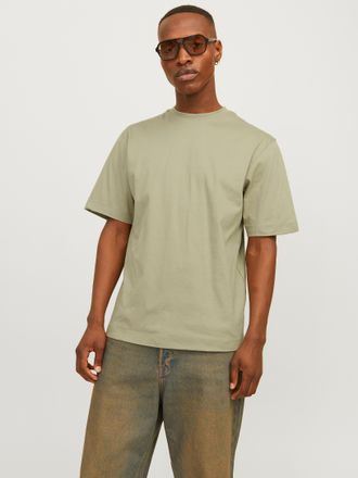 Jack & Jones Rundhalsshirt JACK & JONES JJEURBAN EDGE TEE SS O-NECK NOOS, Herren, Gr. M, silber (silber sage), Jersey, Obermaterial: 100% Baumwolle, unifarben, rel