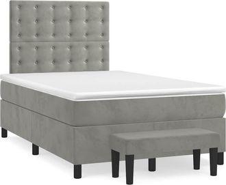 vidaXL Vidaxl - Cama Box Spring Con Colch&oacute;n Terciopelo Gris Claro 120x190 Cm