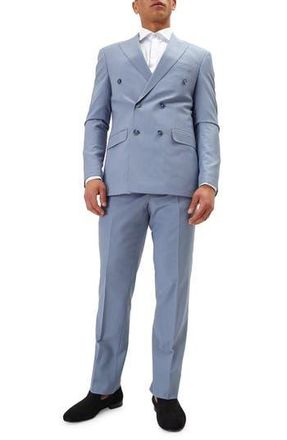 Ron Tomson Double Breasted Suit in Monument at Nordstrom Rack, Size 36 Us / 46 Eu