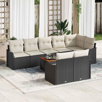 vidaXL Conjunto De Sof&aacute; De Jard&iacute;n 9 Pcs Negro Polirat&aacute;n Vidaxl