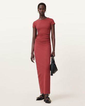 AllSaints Katarina Short Sleeve Slim Fit Maxi Dress