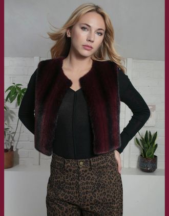 Nooki Design Womens Edelweiss Faux Fur Gilet - Plum Zig Zag - Size: 10/8