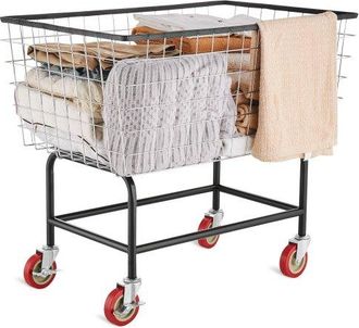 OEM Draht W&auml;schekorb, 4,5 Scheffel Draht W&auml;schekorb Mit R&auml;dern, 26,4 X 15,7 X 26 Zoll Kommerziellen Draht W&auml;schekorb Warenkorb, Stahlrahmen Mit Chrom-fini