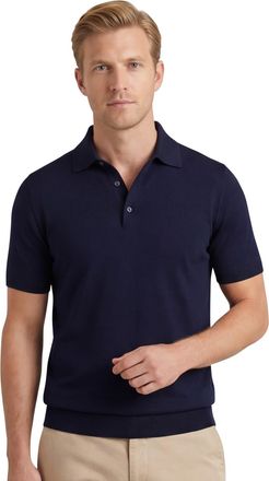 Tommy Hilfiger polo navy gebreid katoen en lyocell