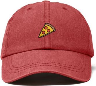 Dalix Pizza Slice Embroidered Dad Hat in Washed Red at Nordstrom
