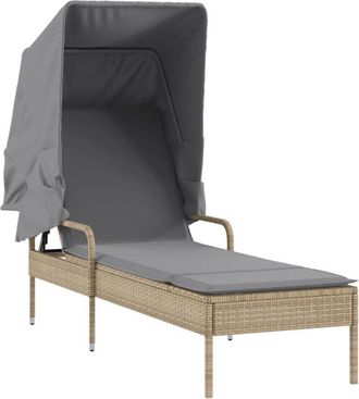 vidaXL Tumbona Con Capota Rat&aacute;n Sint&eacute;tico Beige Vidaxl