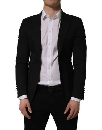 Dolce & Gabbana Virgin Wool-Blend Single-Breasted Blazer - Black