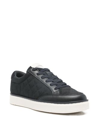 Emporio Armani Jacquard Eagle-Embroidered Canvas Sneaker - Black