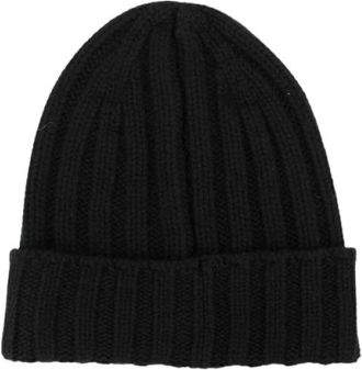 Gran Sasso Geribbelde kasjmier beanie - Heren - Hoeden - Zwart - ONE Size - Kasjmier - Accessoires