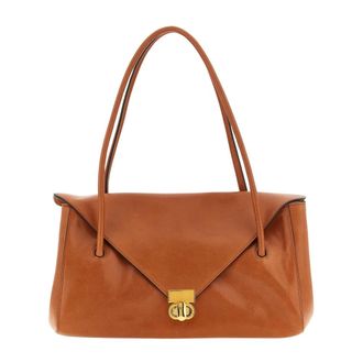 Marni Borsa a spalla in pelle con chiusura a girello - - Bags - Donna - Marrone - ONE SIZE