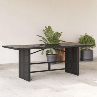 vidaXL Vidaxl - Mesa De Jard&iacute;n Superficie De Vidrio Rat&aacute;n Pe Negro 190x80x75 Cm