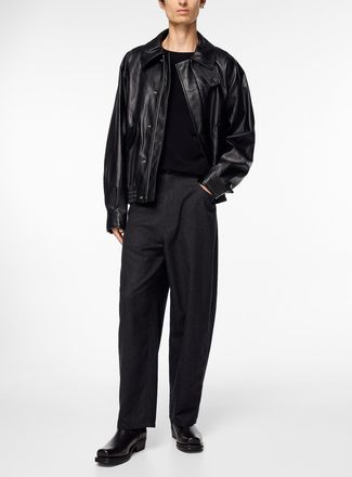 LE17SEPTEMBRE Mens Pure wool flannel barrel-leg pant