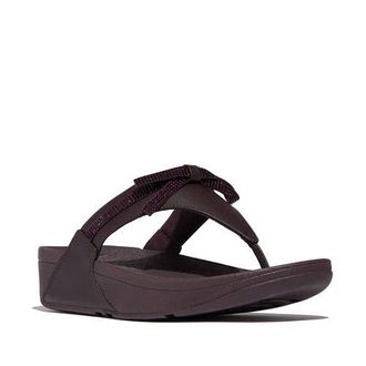 FitFlop Lulu Glitz Bow Leather Toe Post Sandals in Plumberry at Nordstrom, Size 11