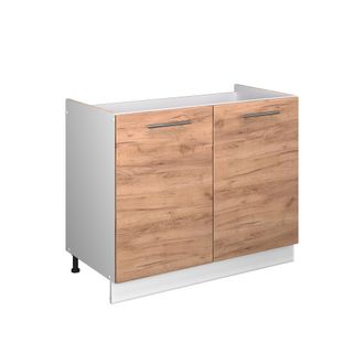 Vicco Mueble Bajo Para Fregadero Fame-line, Roble Dorado/blanco, 100 Cm, Et Roble, Vicco