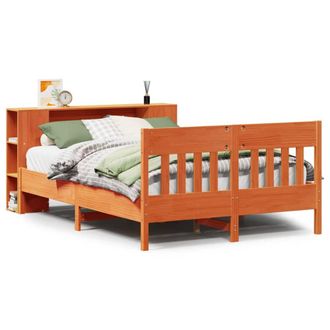 Berkfield Home Bookcase Bed without Mattress Wax Brown 140x200cm Solid Wood Pine | Size: 140x200 cm