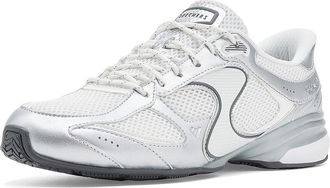 Skechers Hands Free Slip-Ins Exhilarate - Metallic Dreams Womens Shoes White/Silver : 6.5 Medium, Synthetic/Textile