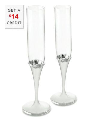 Wedgwood Vera Wang For Wedgwood Infinity Toasting Flute Pair With $14 Credit
