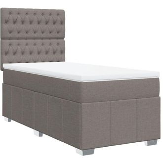 vidaXL Vidaxl - Cama Box Spring Con Colch&oacute;n Tela Gris Taupe 100x200 Cm