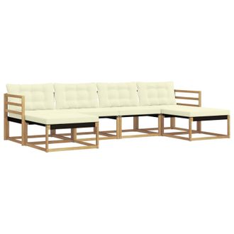 vidaXL Conjunto De Sof&aacute;s De Exterior Con Coj&iacute;n 6 Pcs Blanco Y Crema Vidaxl