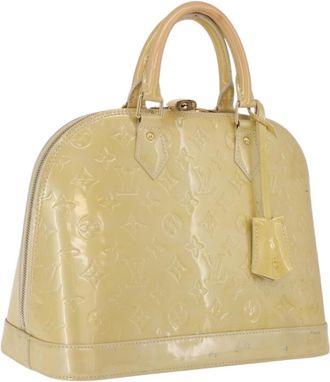 Louis Vuitton Alma Monogram Vernis Beige Patent_Leather Handbag (Pre-Owned)