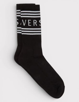 Versace Womens Versace Logo Socks Black White - Size: 5.5/4/5/4.5